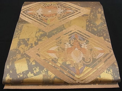 平和屋着物■六通柄袋帯 花唐草菱文 金彩 逸品 n-fw1677