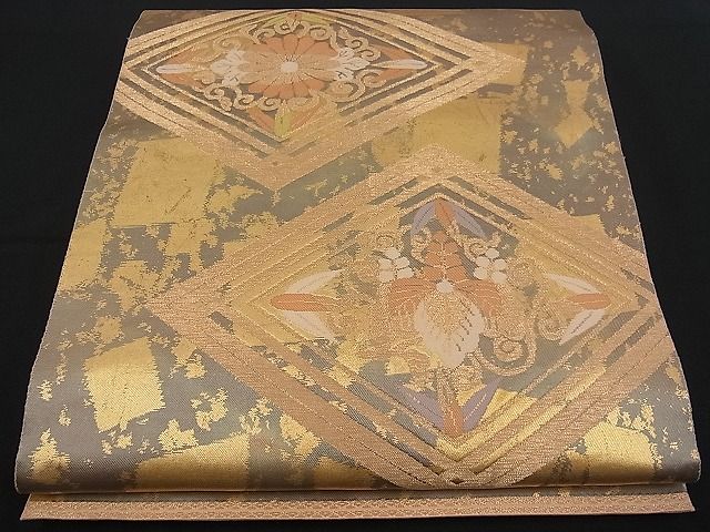 平和屋着物■六通柄袋帯 花唐草菱文 金彩 逸品 n-fw1677