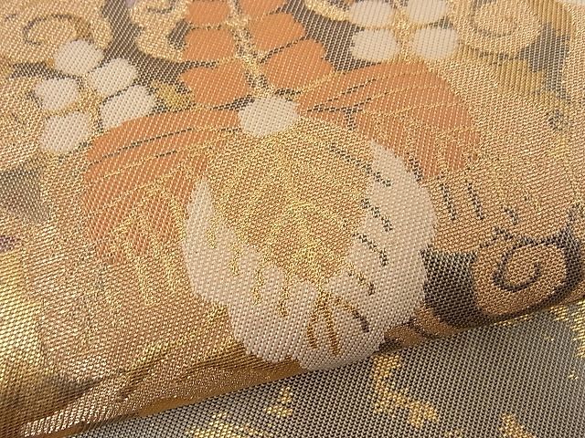 平和屋着物■六通柄袋帯 花唐草菱文 金彩 逸品 n-fw1677