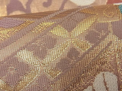 平和屋着物■六通柄袋帯 向かい鳥吉祥花文 金糸 逸品 n-fw1691