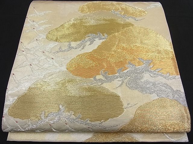 平和屋着物■六通柄袋帯 飛鶴松文 金銀糸 逸品 n-fw1704