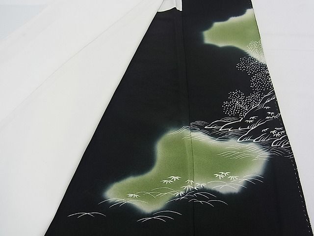 平和屋着物■豪華黒留袖　駒刺繍　風景文　金彩　逸品　n-fw1707