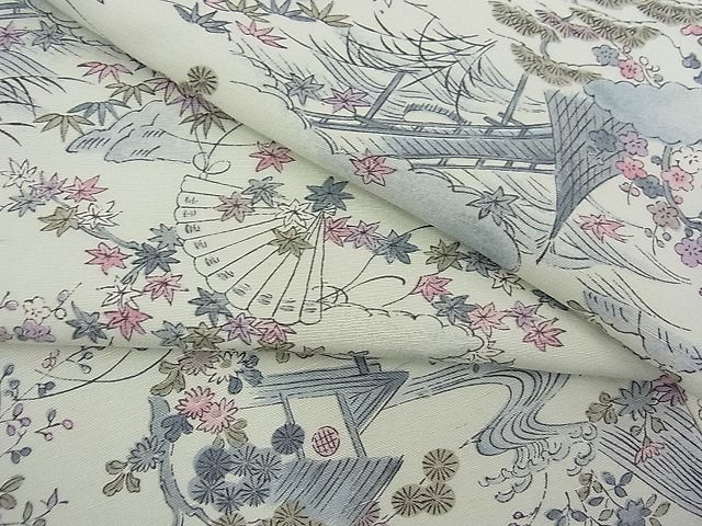 平和屋着物■上質な紬　風景文　逸品　n-fw1733