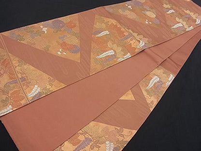 平和屋着物■六通柄袋帯 唐織 菱草花文 金糸 逸品 n-fw1880