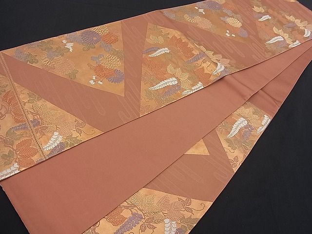 平和屋着物■六通柄袋帯 唐織 菱草花文 金糸 逸品 n-fw1880
