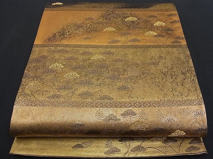平和屋着物■六通柄袋帯 横段笠松吉祥文 金糸 逸品 n-fw1885