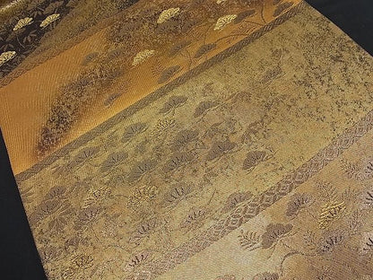 平和屋着物■六通柄袋帯 横段笠松吉祥文 金糸 逸品 n-fw1885