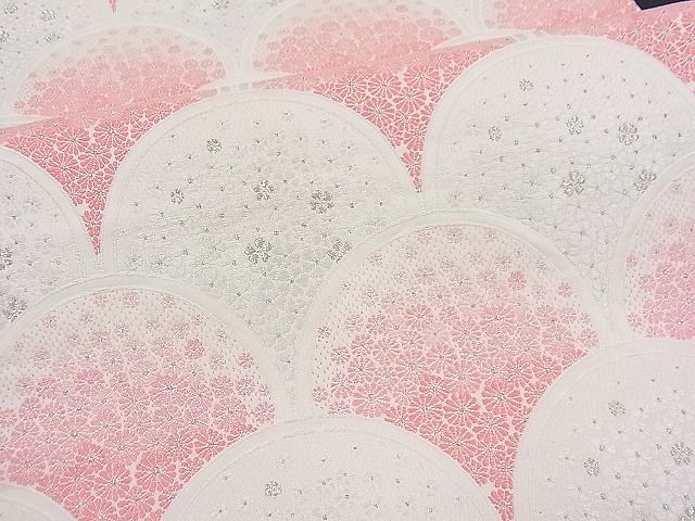 平和屋着物■六通柄袋帯 唐織 青海波花文 銀糸 逸品 n-fw1887