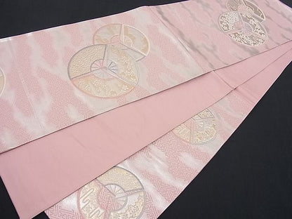 平和屋着物■六通柄袋帯 唐織 扇面丸吉祥花文 金銀糸 逸品 n-fw1891