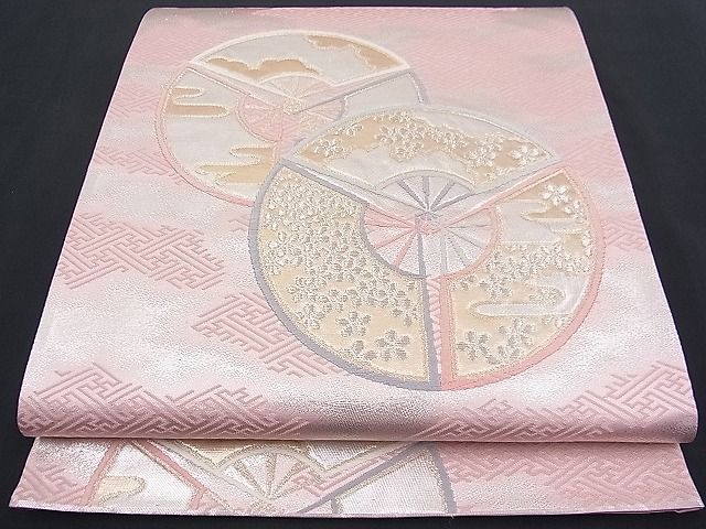平和屋着物■六通柄袋帯 唐織 扇面丸吉祥花文 金銀糸 逸品 n-fw1891