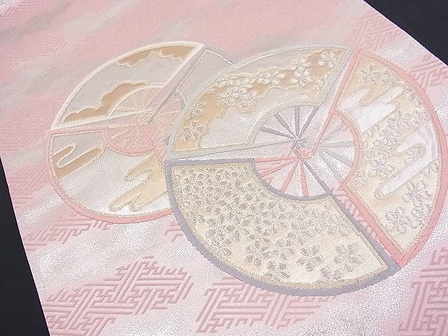平和屋着物■六通柄袋帯 唐織 扇面丸吉祥花文 金銀糸 逸品 n-fw1891