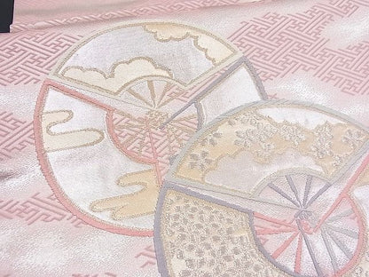 平和屋着物■六通柄袋帯 唐織 扇面丸吉祥花文 金銀糸 逸品 n-fw1891