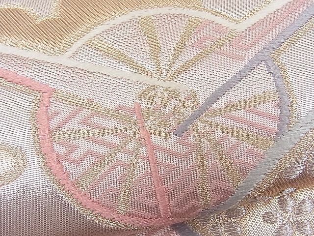 平和屋着物■六通柄袋帯 唐織 扇面丸吉祥花文 金銀糸 逸品 n-fw1891