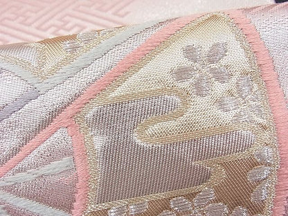 平和屋着物■六通柄袋帯 唐織 扇面丸吉祥花文 金銀糸 逸品 n-fw1891