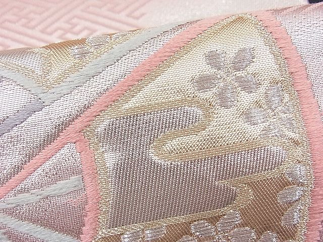 平和屋着物■六通柄袋帯 唐織 扇面丸吉祥花文 金銀糸 逸品 n-fw1891