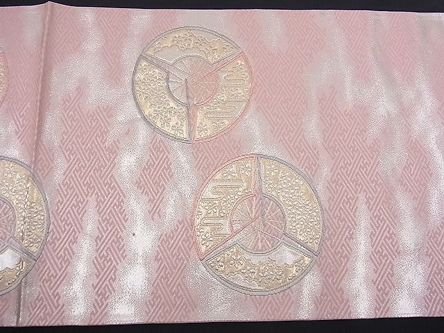 平和屋着物■六通柄袋帯 唐織 扇面丸吉祥花文 金銀糸 逸品 n-fw1891