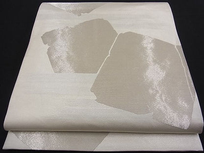 平和屋着物■六通柄袋帯 破れ色紙文様 銀糸 逸品 n-fw2146