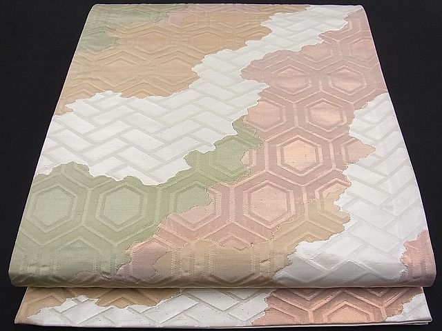 平和屋着物■六通柄袋帯 道長亀甲文 銀糸 逸品 n-fw2151