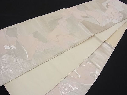 平和屋着物■六通柄袋帯 破れ色紙流水文 銀糸 逸品 n-fw2155