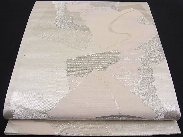 平和屋着物■六通柄袋帯 破れ色紙流水文 銀糸 逸品 n-fw2155