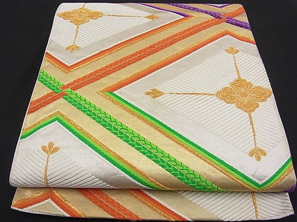 平和屋着物■六通柄袋帯 唐織 若松葉花菱文 金糸 逸品 n-fw2156