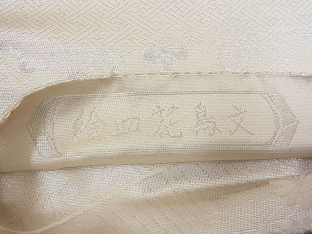 平和屋着物■両面六通柄袋帯 唐織 絵皿花鳥文 銀糸 逸品 n-fw2175