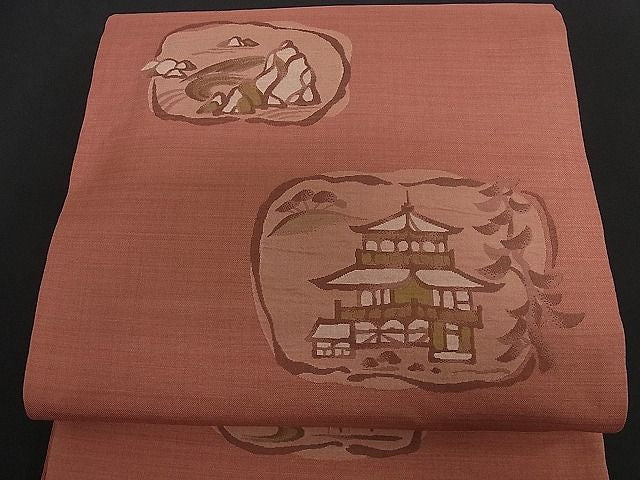 平和屋着物■六通柄袋帯 風景文 逸品 ga0780
