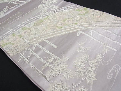 平和屋着物■六通柄袋帯 渡橋花唐草文 金銀糸 逸品 ga1072