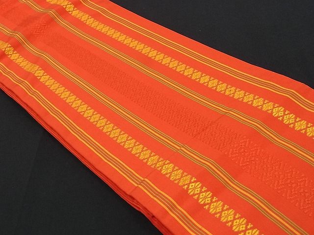 平和屋着物■本場筑前博多織　半幅帯　献上文　逸品　ga1170