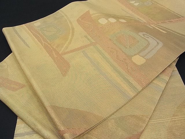 平和屋着物■六通柄袋帯 幾何学文様 金糸 逸品 ga1337