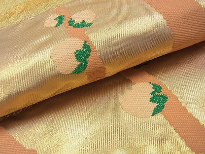 平和屋着物■六通柄袋帯　枝花文　金糸　逸品　ga1481