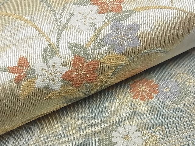 平和屋着物■六通柄袋帯 手織二重箔 蒔絵竹垣文 逸品 ga1500