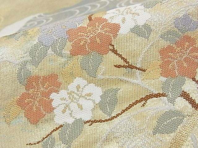 平和屋着物■六通柄袋帯 手織二重箔 蒔絵竹垣文 逸品 ga1500