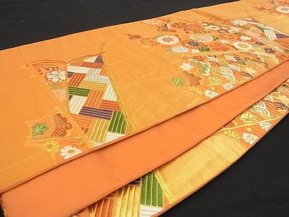 平和屋着物■六通柄袋帯 唐織 雲取り几帳吉祥花文 金糸 逸品 ga1536