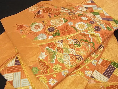 平和屋着物■六通柄袋帯 唐織 雲取り几帳吉祥花文 金糸 逸品 ga1536