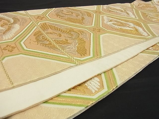 平和屋着物■六通柄袋帯 蜀江向かい鳳凰花文 金銀糸 逸品 ga1545