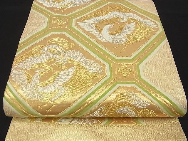 平和屋着物■六通柄袋帯 蜀江向かい鳳凰花文 金銀糸 逸品 ga1545