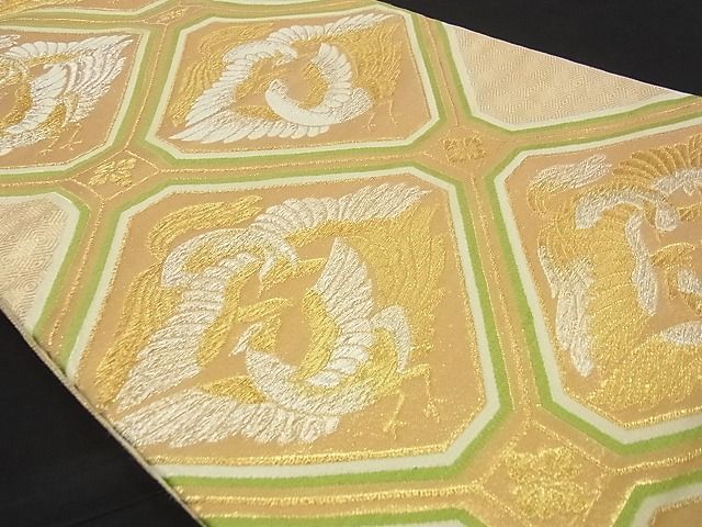 平和屋着物■六通柄袋帯 蜀江向かい鳳凰花文 金銀糸 逸品 ga1545
