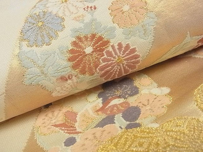 平和屋着物■六通柄袋帯 扇面花鳥文 金銀糸 逸品 ga1569