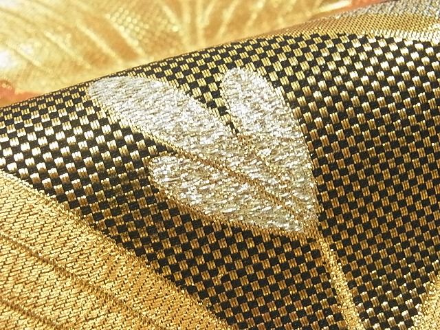 平和屋着物■佐賀錦 六通柄袋帯 松葉文 金銀糸 逸品 ga1572