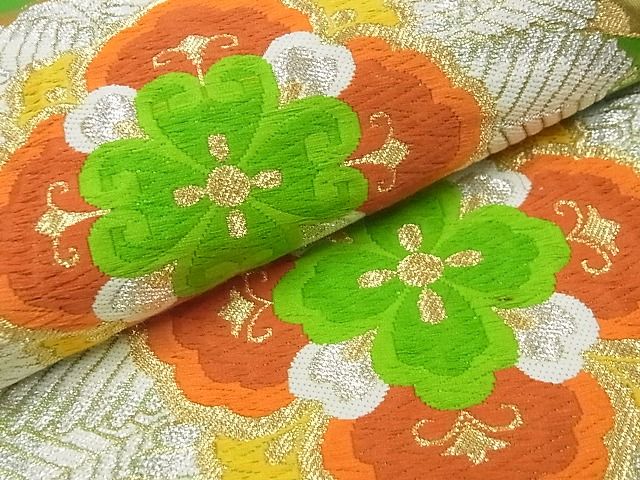 平和屋着物■西陣 六通柄袋帯 正倉院松葉花文 金銀糸 証紙付き 逸品 ga1596