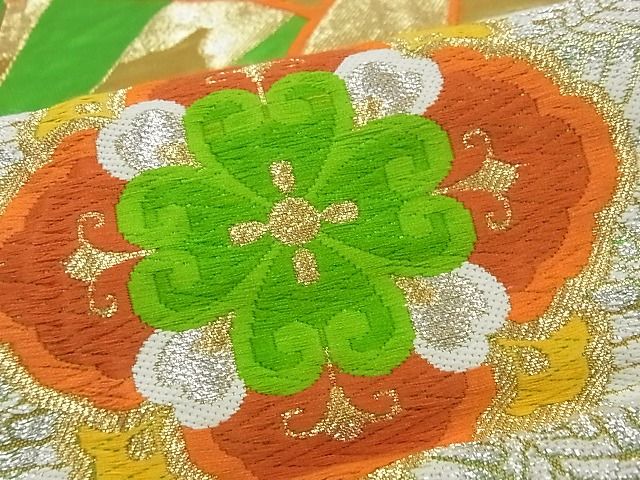 平和屋着物■西陣 六通柄袋帯 正倉院松葉花文 金銀糸 証紙付き 逸品 ga1596