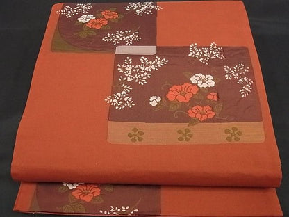 平和屋着物■六通柄袋帯 雲母 色紙草花文 逸品 ga1601