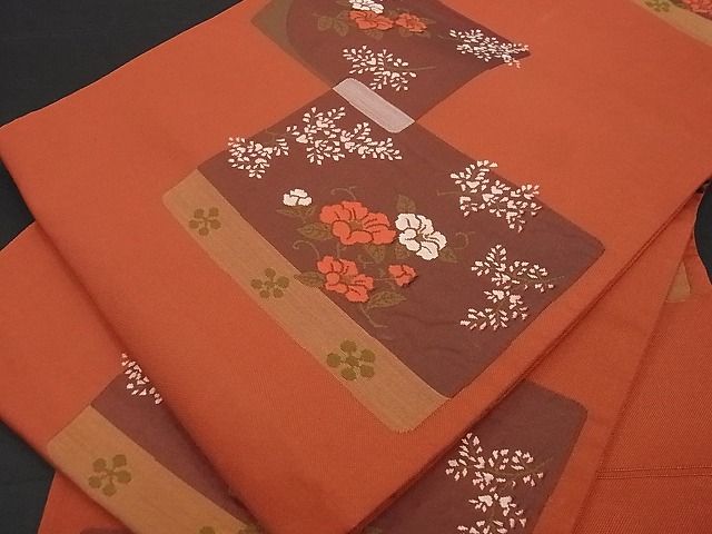 平和屋着物■六通柄袋帯 雲母 色紙草花文 逸品 ga1601