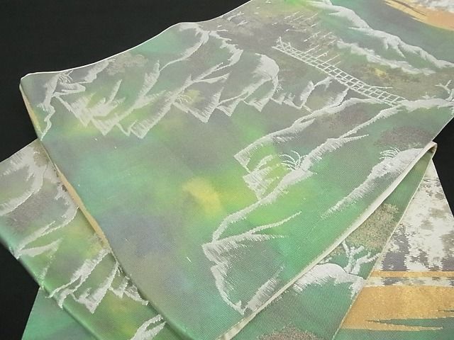 平和屋着物■六通柄袋帯 風景霞文 金糸 引箔 逸品 ga1618