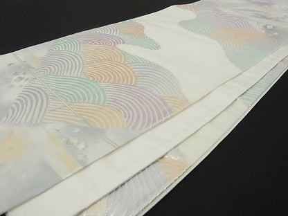 平和屋着物■六通柄袋帯 立波箔散らし文 銀糸 逸品 ga1622