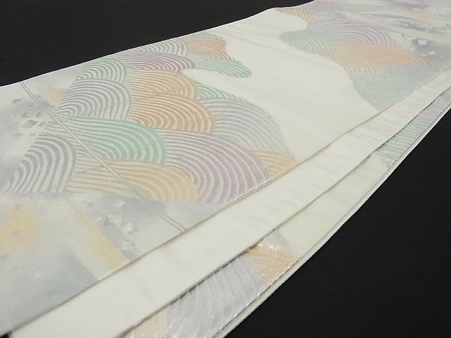 平和屋着物■六通柄袋帯 立波箔散らし文 銀糸 逸品 ga1622