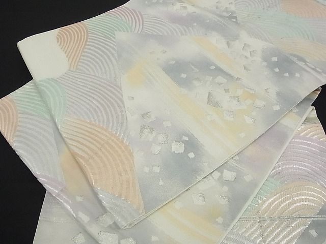 平和屋着物■六通柄袋帯 立波箔散らし文 銀糸 逸品 ga1622