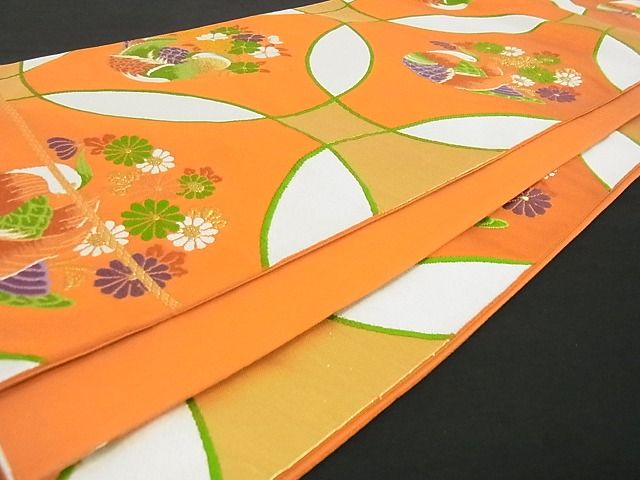 平和屋着物■六通柄袋帯　唐織　鴛鴦花文　金糸　逸品　ga1627