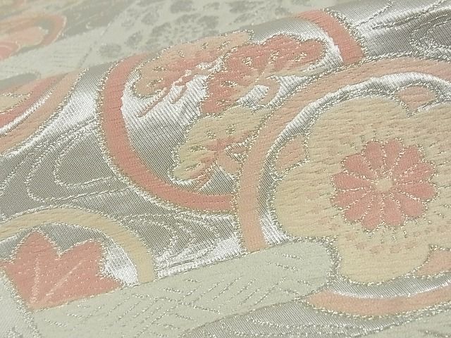 平和屋着物■六通柄袋帯 色紙流水花文 銀糸 逸品 ga1633